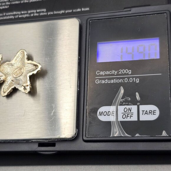 Taxco Sterling Silver Starfish Post Earrings 1" Textured Design TM-90 14.9g - Picture 7 of 7